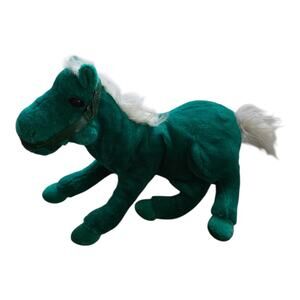 Vintage Commonwealth Green Shimmer Horse Pony Plush Stuffed Animal w/ Bridle HTF